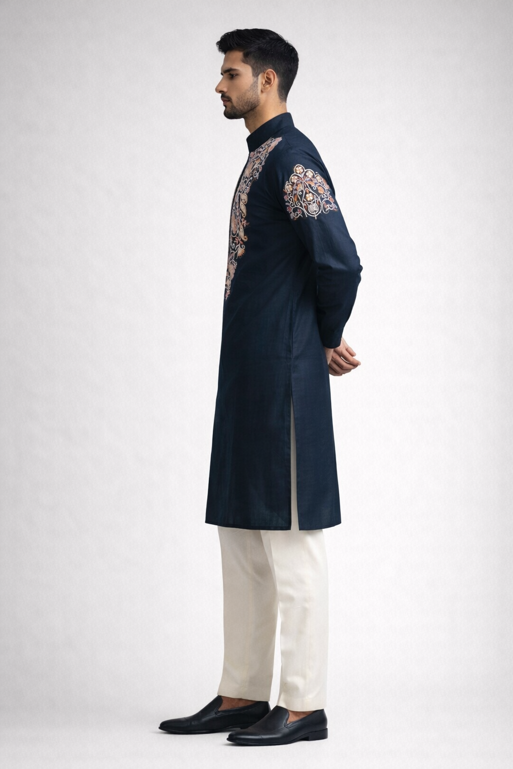 Embroidered Designer Black Kurta for Men