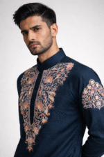 Embroidered Designer Black Kurta for Men