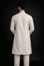 Off-White Roman Silk Long Kurta