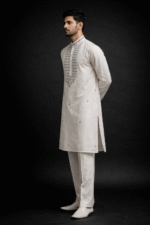 Off-White Roman Silk Long Kurta