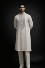 Off-White Roman Silk Long Kurta