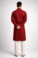 Maroon Roman Silk Long Kurta