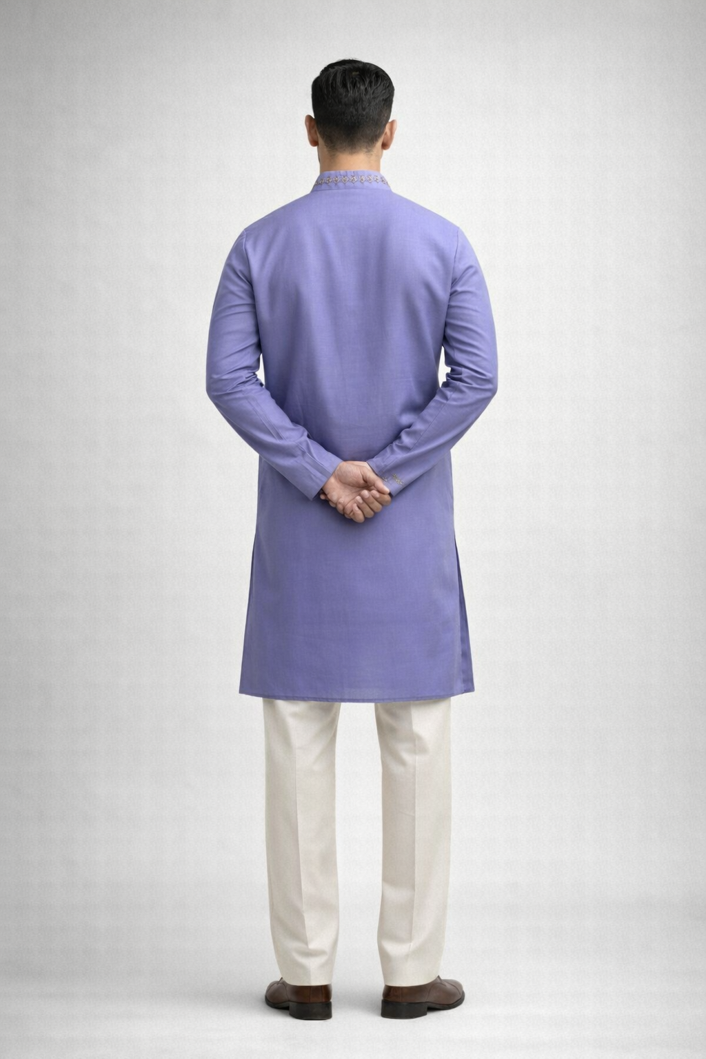 Lavender Roman Silk Long Kurta