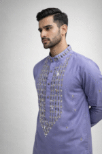 Lavender Roman Silk Long Kurta