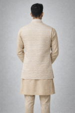 Beige Gold Royal Silk Nehru Jacket