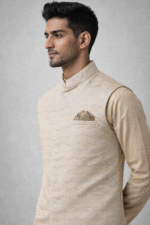 Beige Gold Royal Silk Nehru Jacket
