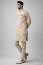 Beige Gold Royal Silk Nehru Jacket