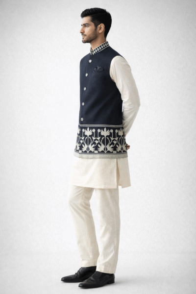 Z Black Lachaka Silk Nehru Jacket