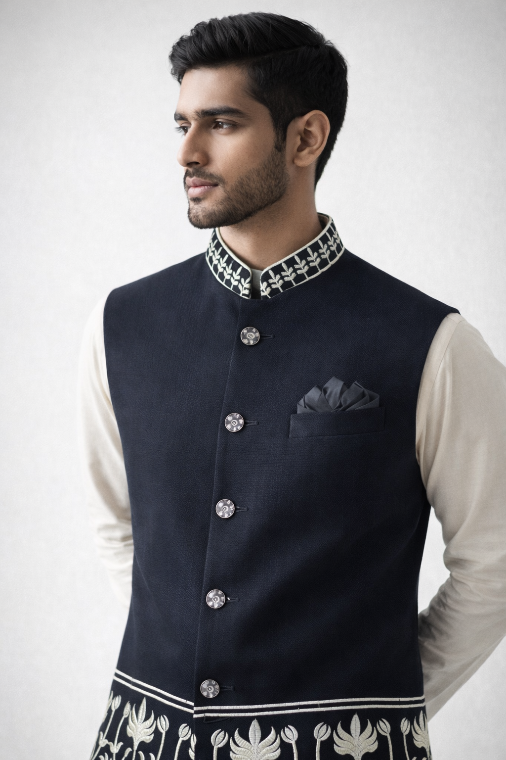 Z Black Lachaka Silk Nehru Jacket