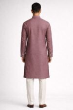 Onion Pink Roman Silk Long Kurta